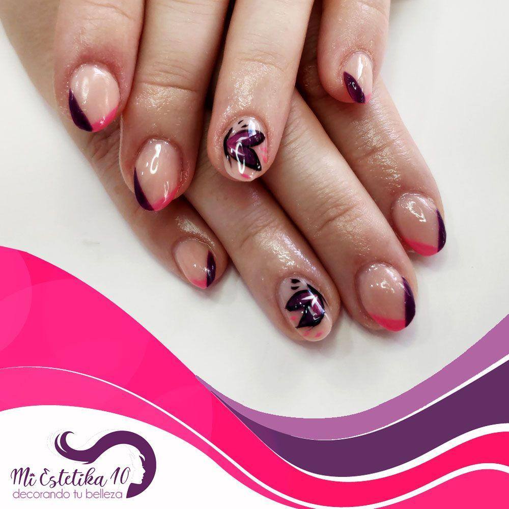 Unas-acrilicas-italianas-dobles-rosas-y-moradas