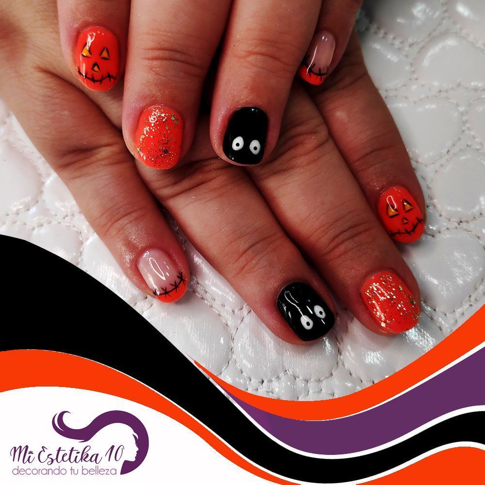 Unas-semipermanentes-halloween-naranjas-y-negras-1